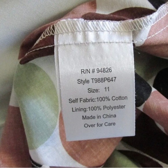 Beautiful sage green tan and brown polka dot cotton dress size 11 - Picture 8 of 8